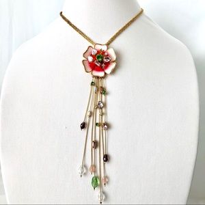 Betsey Johnson ‘Flat Out Floral’ Floral Dangle Necklace